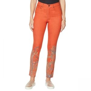 DG2 by Diane Gilman Classic Stretch Artwork Printed Jeans NWOT